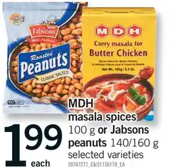 Fortinos MDH MASALA SPICES 100 G OR JABSONS PEANUTS 140/160 G offer