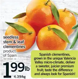 Fortinos SEEDLESS STEM & LEAF CLEMENTINES offer