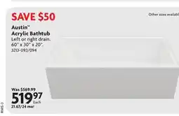 Home Hardware Austin Acrylic Bathtub offer