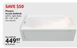 Home Hardware Phoenix Acrylic Bathtub offer
