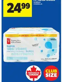 Real Canadian Superstore PC PAPER TOWELS, 12 ROLLS offer