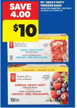 Real Canadian Superstore PC HEAVY DUTY FREEZER BAGS, 120/150' S offer