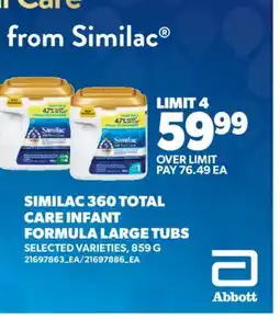 Real Canadian Superstore SIMILAC 360 TOTAL CARE INFANT FORMULA LARGE TUBS offer