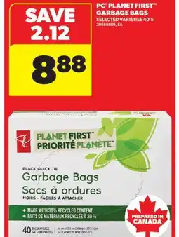 Real Canadian Superstore PC PLANET FIRST GARBAGE BAGS, 40'S offer