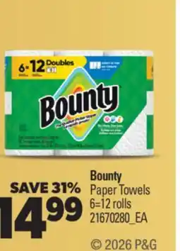 Real Canadian Superstore BOUNTY PAPER TOWELS, 6 = 12 rolls offer