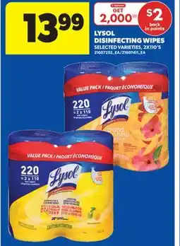 Real Canadian Superstore LYSOL DISINFECTING WIPES, 2X110' S offer