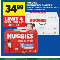 Real Canadian Superstore HUGGIES ECONO PACK DIAPERS, SIZE N - 7, 60-200' S offer