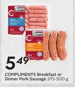 Sobeys COMPLIMENTS Breakfast or Dinner Pork Sausage offer