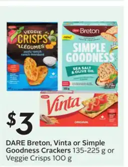 Sobeys DARE Breton, Vinta or Simple Goodness Crackers offer