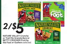 Sobeys NATURE VALLEY Crunchy or Trail Mix Granola Bars or BETTY CROCKER Fruit by the Foot or Gushers offer