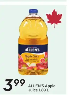 Sobeys ALLEN'S Apple Juice offer