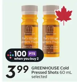 Sobeys GREENHOUSE Cold Pressed Shots offer
