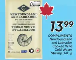 Sobeys COMPLIMENTS Newfoundland and Labrador Cooked Wild Cold Water Shrimp offer