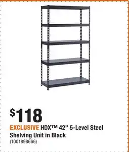 Home Depot EXCLUSIVE HDX 42 5-Level Steel Shelving Unit in Black offer