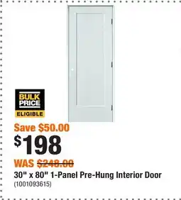 Home Depot 30 x 80 1-Panel Pre-Hung Interior Door offer