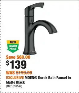 Home Depot EXCLUSIVE MOEN Korek Bath Faucet in Matte Black offer