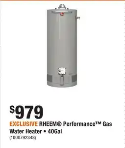 Home Depot EXCLUSIVE RHEEM Performance Gas Water Heater • 40Gal offer
