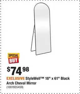 Home Depot EXCLUSIVE StyleWell 18 x 61 Black Arch Cheval Mirror offer