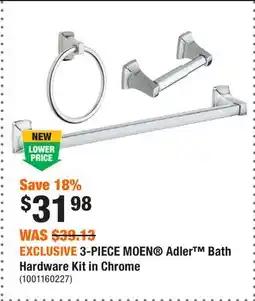 Home Depot EXCLUSIVE 3-PIECE MOEN Adler Bath Hardware Kit in Chrome offer