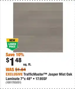 Home Depot EXCLUSIVE TrafficMaster Jasper Mist Oak Laminate 7x 48 • 17.95SF offer