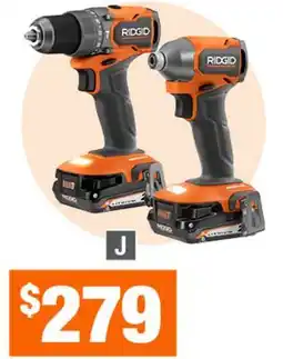 Home Depot Sub-Compact 1/2 Hammer Drill and Impact Kit (2) 2.0AH Batteries and Charger offer