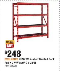 Home Depot EXCLUSIVE HUSKY 4-shelf Welded Rack Red • 77W x 24D x 78H offer