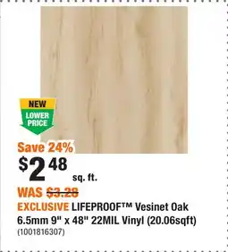 Home Depot EXCLUSIVE LIFEPROOF Vesinet Oak 6.5mm 9 x 48 22MIL Vinyl (20.06sqft) offer