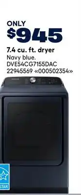 RONA SAMSUNG 7.4 cu. ft. dryer Navy blue offer