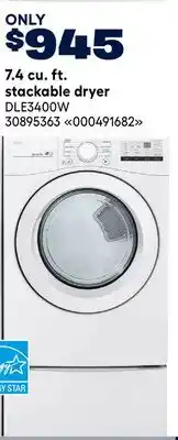 RONA LG 7.4 cu. ft. stackable dryer offer