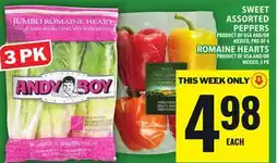Food Basics SWEET ASSORTED PEPPERS OR ROMAINE HEARTS offer