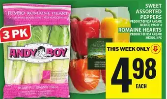 Food Basics SWEET ASSORTED PEPPERS OR ROMAINE HEARTS offer