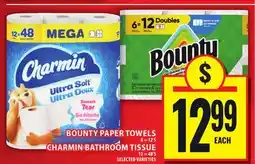 Food Basics BOUNTY PAPER TOWELS OR CHARMIN BATHROOM TISSUE offer