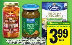 Food Basics VITA SANA GNOCCHI OR RISO SCOTTI RISOTTO, DE CECCO PESTO GENOVESE OR MOLISANA ANTIPASTO offer