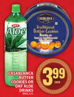 Food Basics CASABLANCA BUTTER COOKIES OR OKF ALOE DRINKS offer