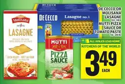 Food Basics DE CECCO OR MOLISANA LASAGNE OR MUTTI PIZZA SAUCE OR TOMATO PASTE offer
