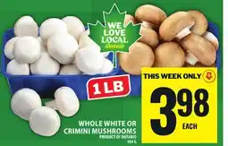Food Basics WHOLE WHITE OR CRIMINI MUSHROOMS offer