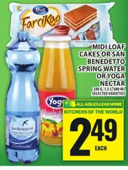 Food Basics MIDI LOAF CAKES OR SAN BENEDETTO SPRING WATER OR YOGA NECTAR offer