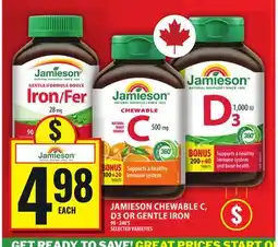 Food Basics JAMIESON CHEWABLE C, D3 OR GENTLE IRON offer