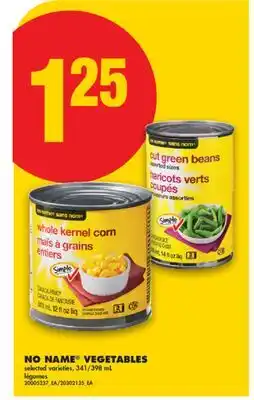 No Frills NO NAME VEGETABLES, 341/398 ML offer