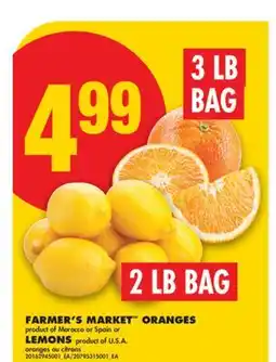 No Frills FARMER'S MARKET ORANGES, 3 LB BAG OR LEMONS, 2 LB BAG offer
