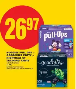 No Frills HUGGIES PULL UPS or GOODNITES POTTY or NIGHTTIME CP TRAINING PANTS, 44-74's offer