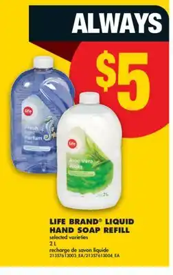 No Frills LIFE BRAND LIQUID HAND SOAP REFILL offer