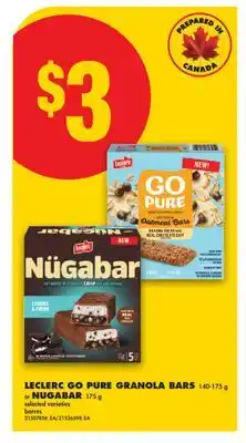 No Frills LECLERC GO PURE GRANOLA BARS, 140-175 G OR NUGABAR, 175 G offer