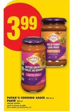 No Frills PATAK'S COOKING SAUCE 400 mL or PASTE 284 mL offer