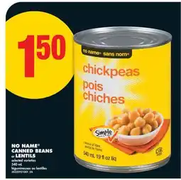 No Frills NO NAME CANNED BEANS OR LENTILS offer