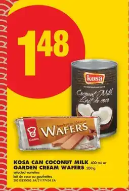 No Frills KOSA CAN COCONUT MILK 400 mL or GARDEN CREAM WAFERS 200 g offer