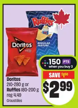 FreshCo Doritos 210-280 g or Ruffles 180-200 g offer