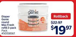 Walmart Diaper Genie round Max Fresh refill 3-pack offer