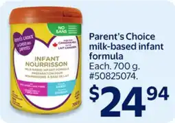Walmart Parent's Choice milk-based infant formula offer