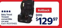 Walmart Baby Trend Trooper convertible car seat offer